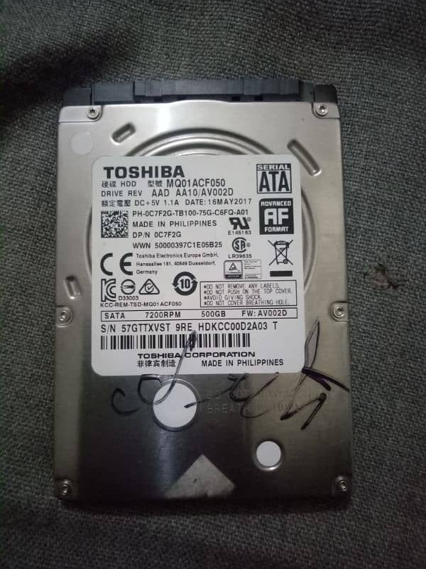 Laptop Hard 500 GB Toshiba original 1