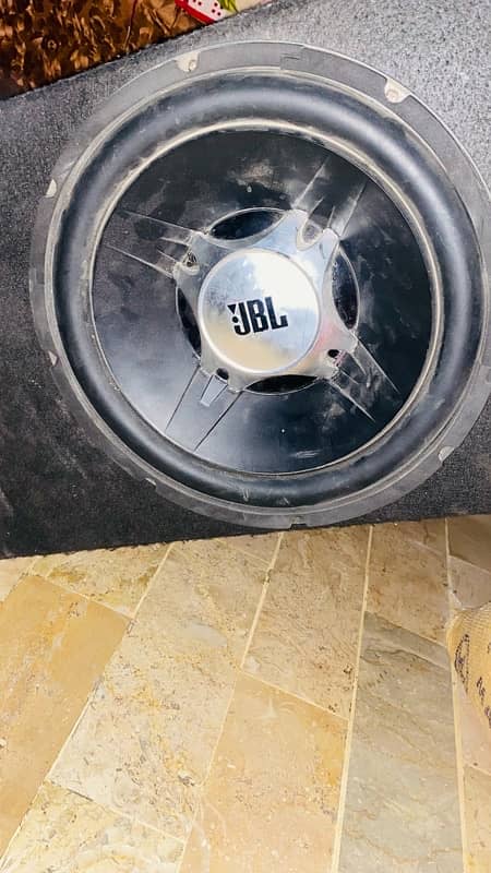 jbl subwoofer with box and 45000wal 4 channal amplifier . 1