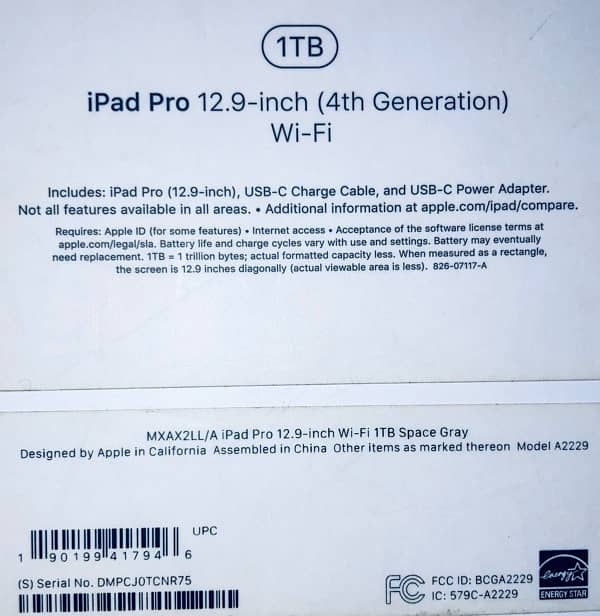 ipad pro 12.9 inch 4th gen 1TB 6