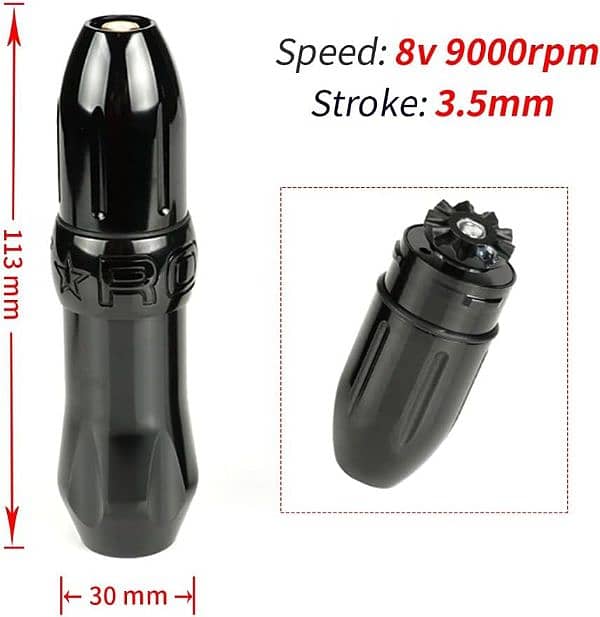 Rotary Tattoo Machine Rocket I Powerful Motor Tattoo Pen (Black) 4