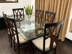 Glass Top Dining Table with 6 Chairs [Used]