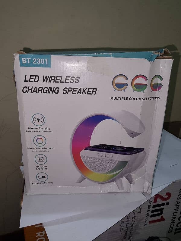 Wireless LED Speaker with Charging Pad - 7 Color Options, FM Radio 1