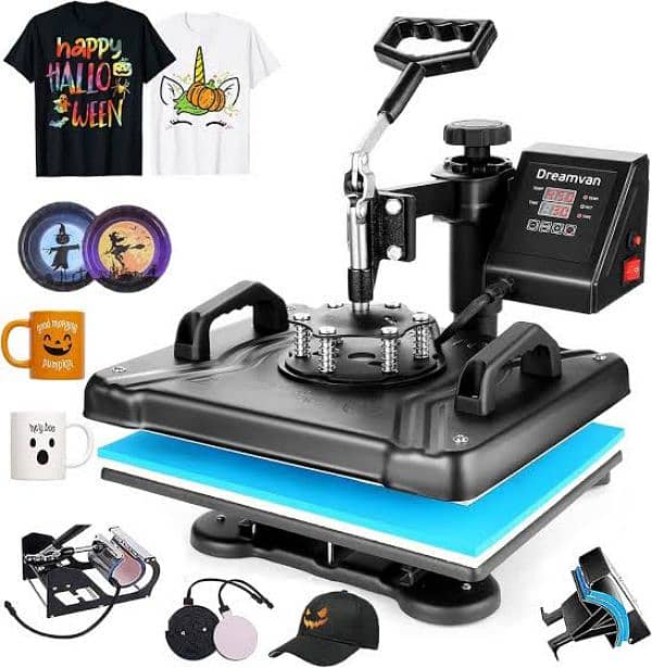 Brand New 5-in-1 Heat Press Machine – T-Shirts, Mugs, Caps & More 1