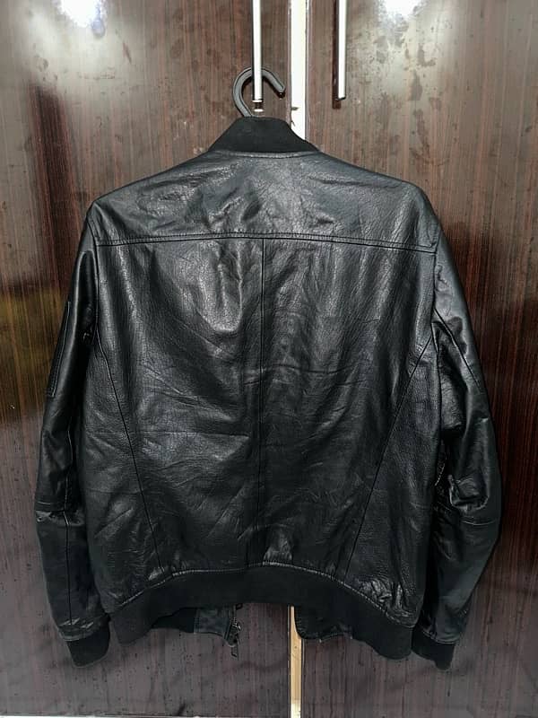 Premium BOSS Black Leather Jacket - Medium Size 1