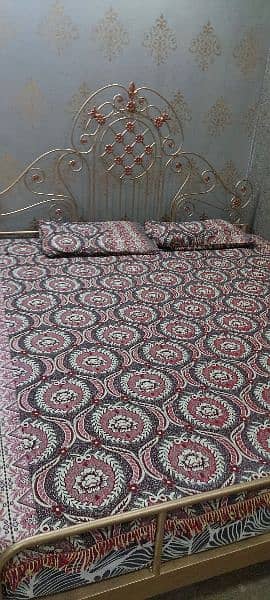 king size iron bed set with 2 side tables, 2 chairs, 1 centre table 3