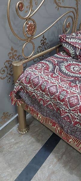 king size iron bed set with 2 side tables, 2 chairs, 1 centre table 4