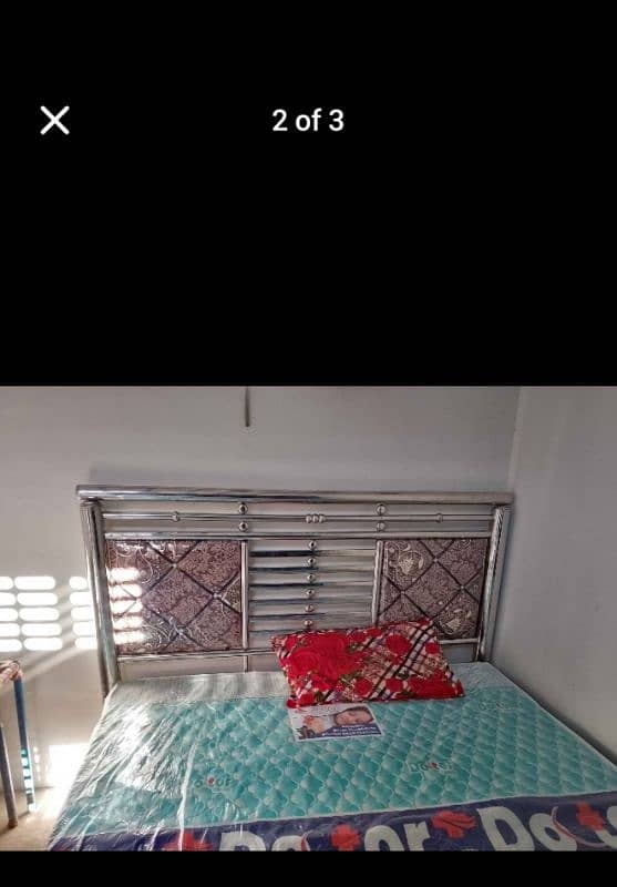 steel double bed with mitrese queen size new 1