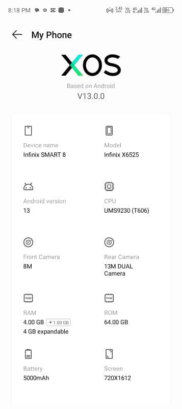 INFINIX Smart 8 (4+1 RAM/64 ROM) 5