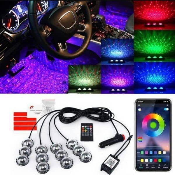 Car Interior MultiColor Lights Set of 4(Sensor,Voice,Remote) Available 0