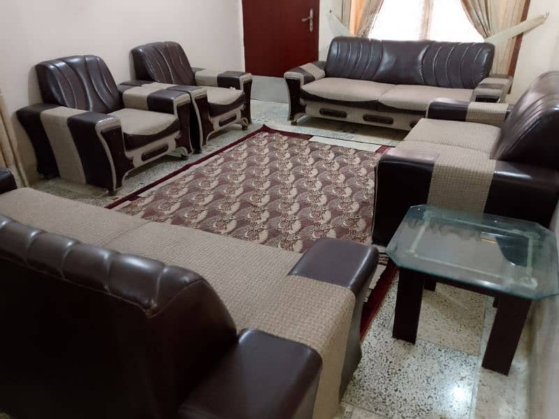 10 seater dark brown and beige sofa set for RS. 55000 1