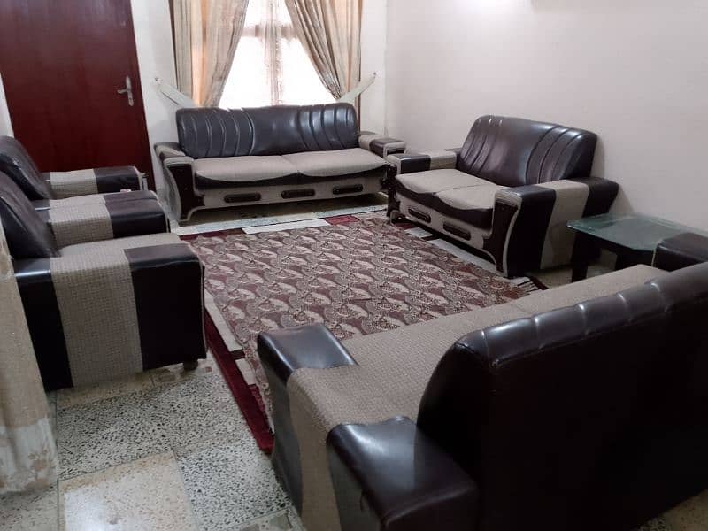 10 seater dark brown and beige sofa set for RS. 55000 2