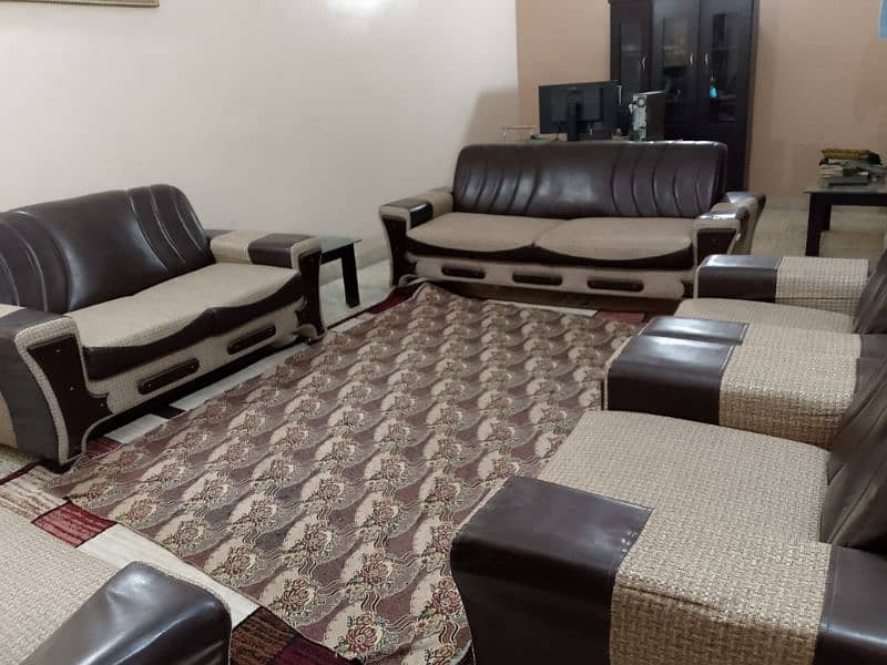 10 seater dark brown and beige sofa set for RS. 55000 5