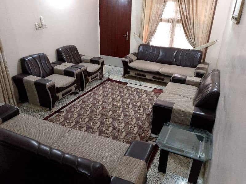 10 seater dark brown and beige sofa set for RS. 55000 7