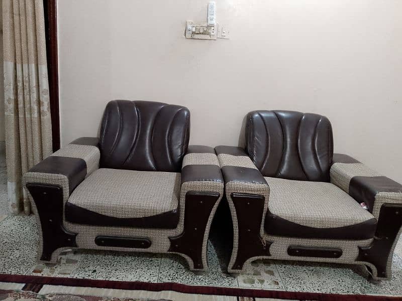 10 seater dark brown and beige sofa set for RS. 55000 8