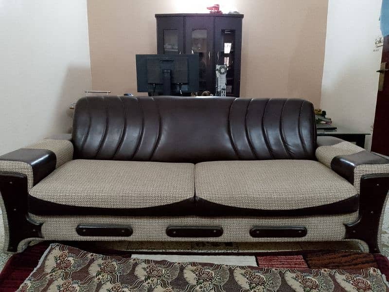 10 seater dark brown and beige sofa set for RS. 55000 11