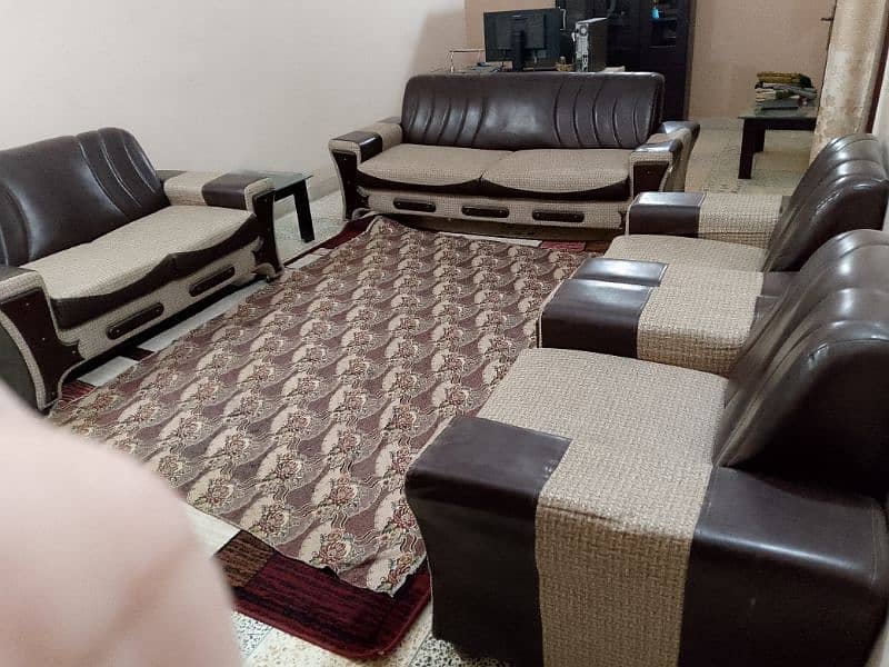 10 seater dark brown and beige sofa set for RS. 55000 15