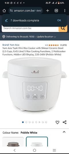 Yum Asia Tsuki Mini Rice Cooker with Shinsei Ceramic Bowl (2.5 Cups