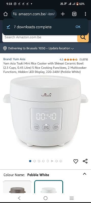 Yum Asia Tsuki Mini Rice Cooker with Shinsei Ceramic Bowl (2.5 Cups 0