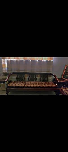 Sheesham Wooden 5 Seater Sofa Set with Table