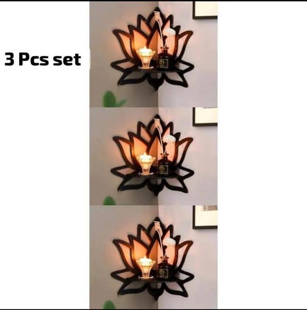 3 pcs lotus shaped wall shelf 2