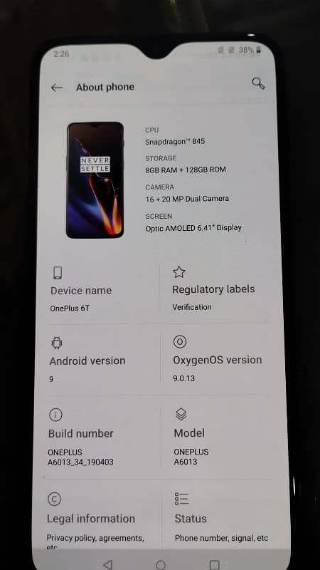 OnePlus 6t 8 128 1