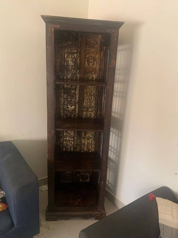 Vintage Wooden Shelves with Metal Grill Sides 1