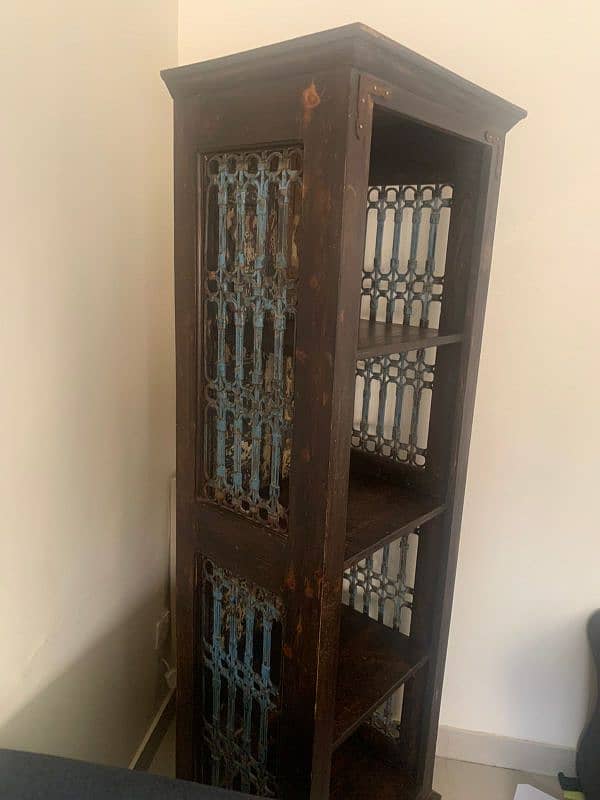 Vintage Wooden Shelves with Metal Grill Sides 2