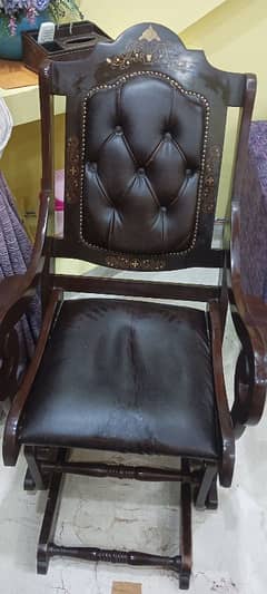 Wooden Rocking Chair with Leg Rest