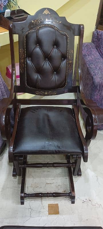 Wooden Rocking Chair with Leg Rest 2