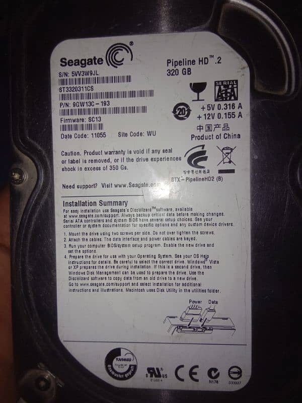 320gb hard bilkl OK health 88 0