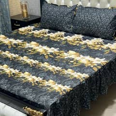 3 PCs cotton printed double bedsheets #free delivery