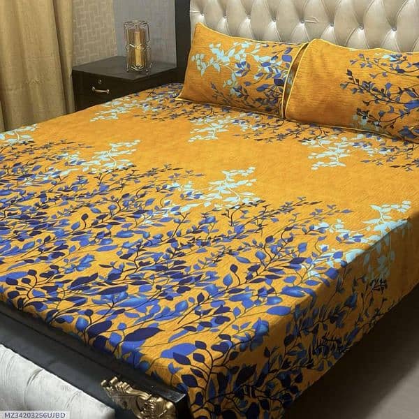 3 PCs cotton printed double bedsheets #free delivery 1