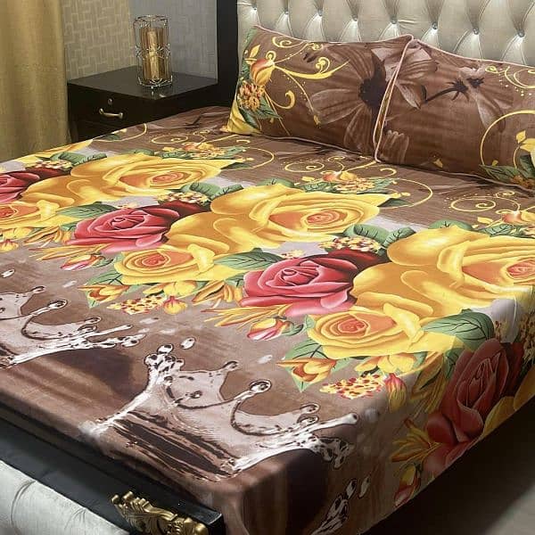 3 PCs cotton printed double bedsheets #free delivery 2