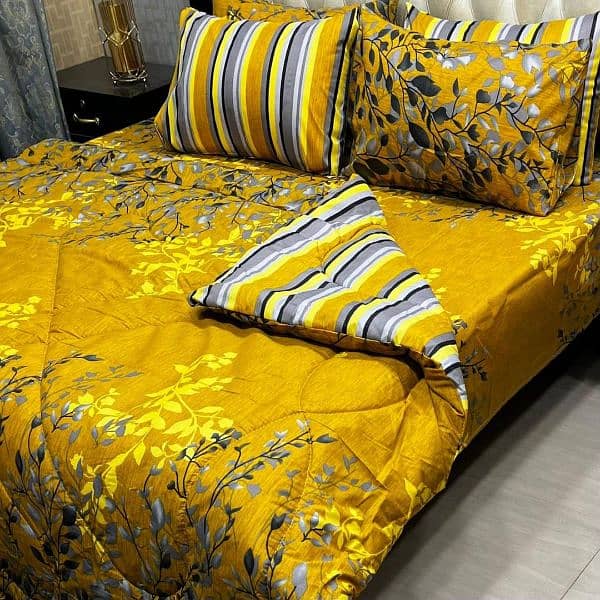 3 PCs cotton printed double bedsheets #free delivery 4