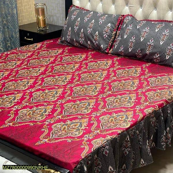 3 PCs cotton printed double bedsheets #free delivery 7