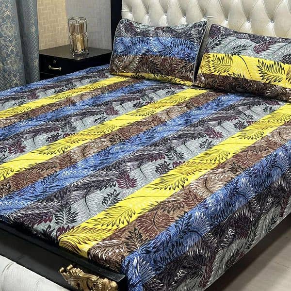 3 PCs cotton printed double bedsheets #free delivery 11