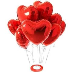 Red heart shape foil helium balloons