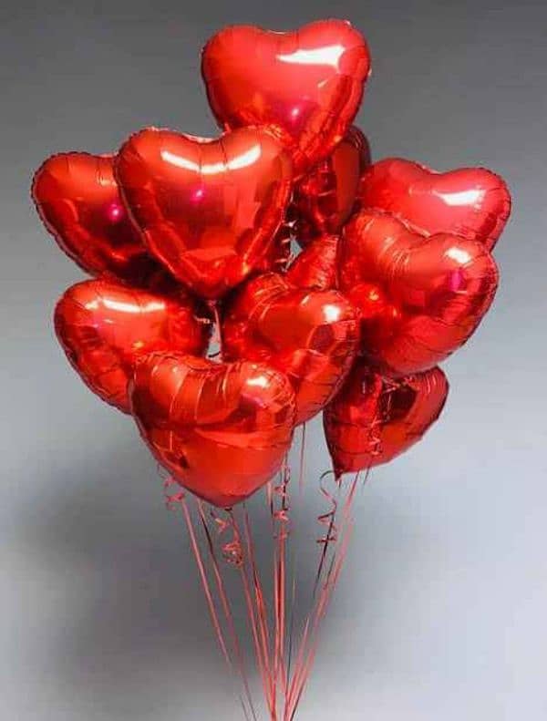 Red heart shape foil helium balloons 2