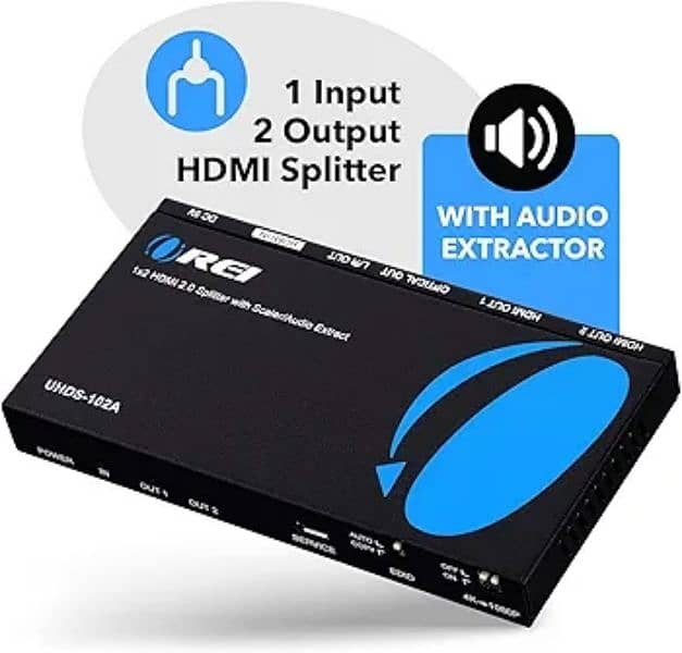 OREI 1x2 2.0 HDMI Splitter with Scaler Audio Extractor hdmi switch 1