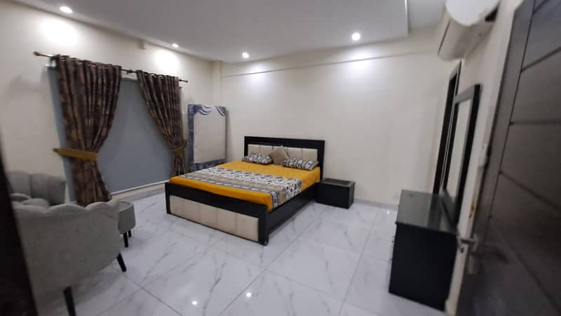 1bed room luxury apartment Full Furnished In heights 2ext Phase6 Bahria Town Rwp 5