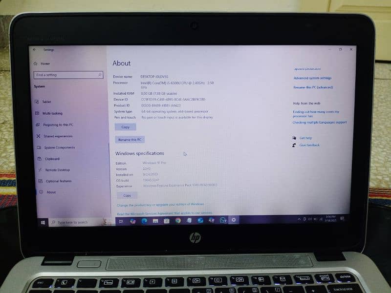 Laptop for sale Hp Elite Book core i5 6th generation 2