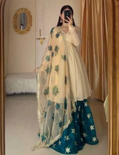 Gharara Set Glittery Embroidery Work Chiffon Dupatta