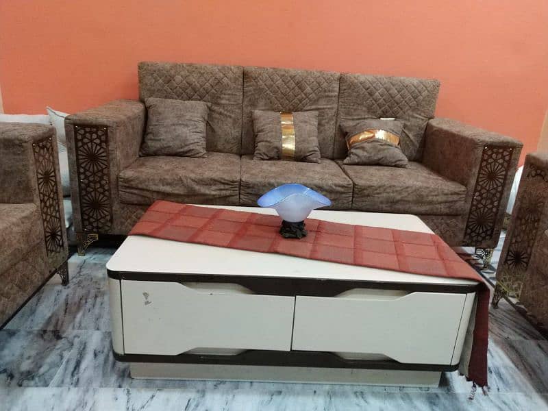 5 Seater full cushion sofa set with center table 1