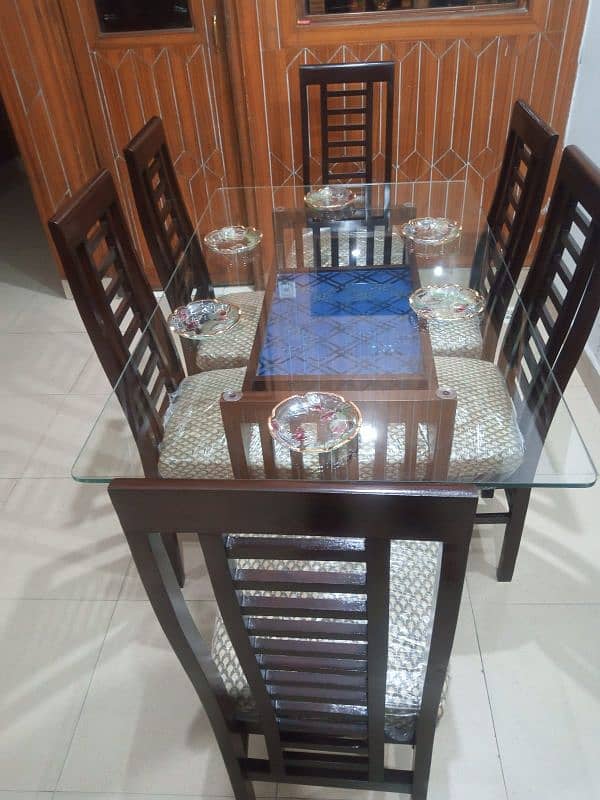 Brand new six chair dining table original wood 1