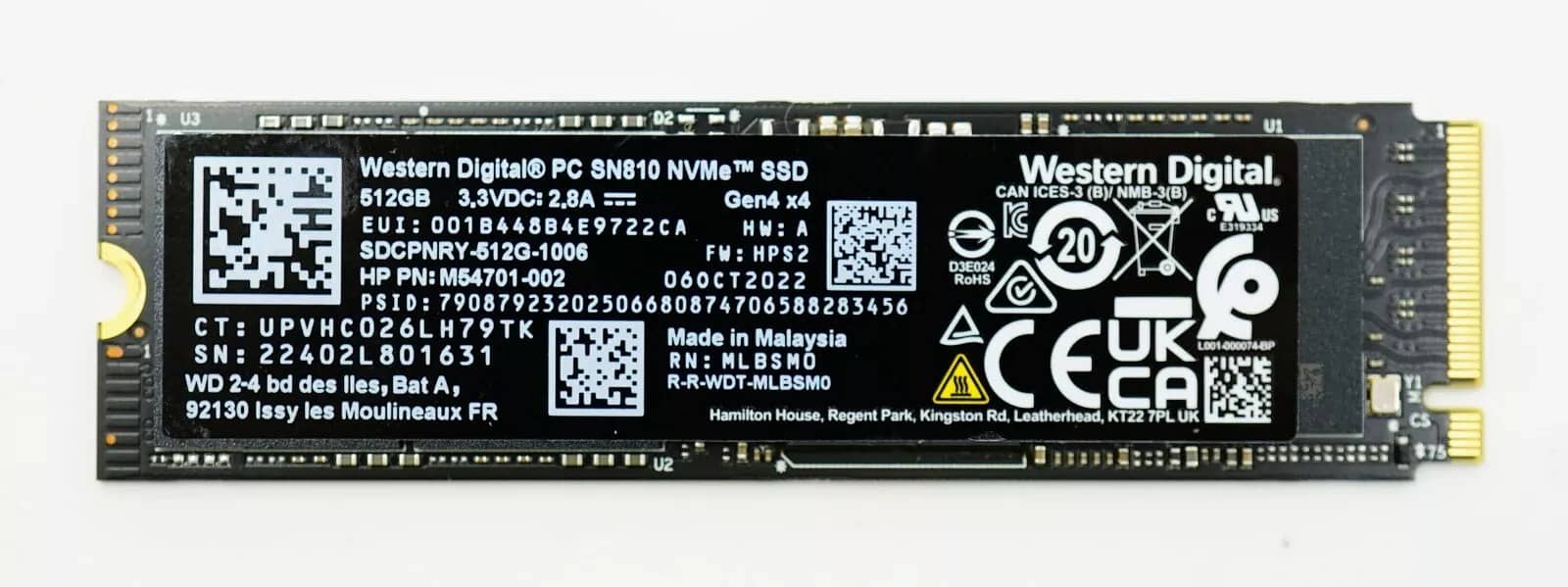 New WD SN810 128GB 512GB 1TB SSD M2 2230 2280 PCIe Gen4 x4 NVMe 0