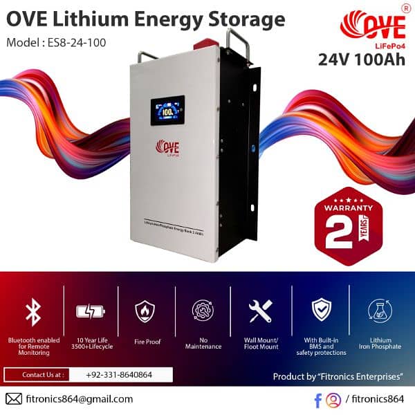 OVE lithium battery 24v 100Ah,200Ah 0