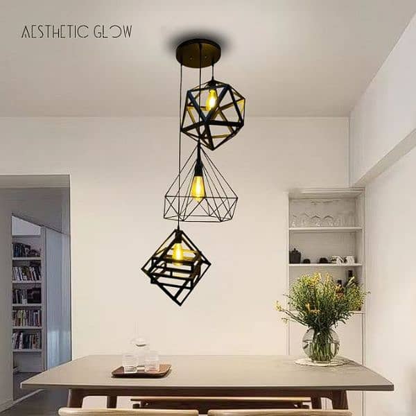 Geometric aesthetic metal wall hanging lamps set of 3 0