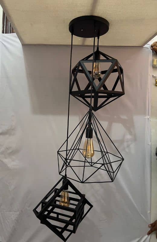 Geometric aesthetic metal wall hanging lamps set of 3 1