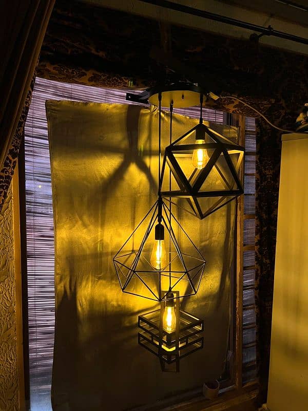 Geometric aesthetic metal wall hanging lamps set of 3 4