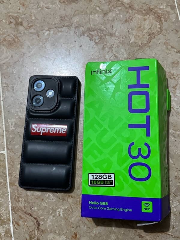 infinix hot 30 with box and charger 8 , 128 1